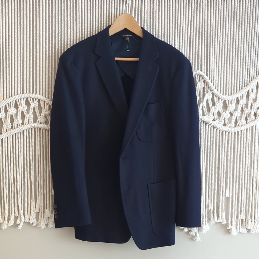 NWOT. Banana Republic Mario Bellucci Wool Blazer 40S Dark navy